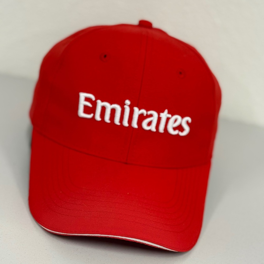 Emirates Red Fly Better Baseball‎ Cap White Logo Adjustable Strap Mens